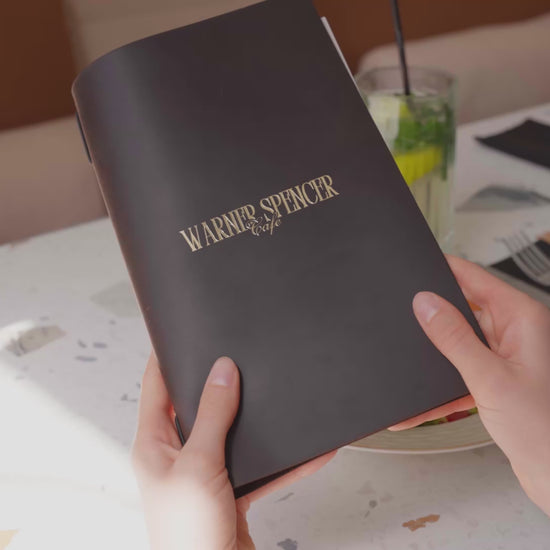 Chocolate Leather Menu Cover with Elastic Band