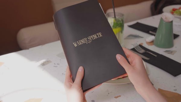 Chocolate Leather Menu Cover with Elastic Band