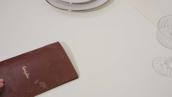 Brown Leather Menu Cover with Topographic Pattern for restaurant