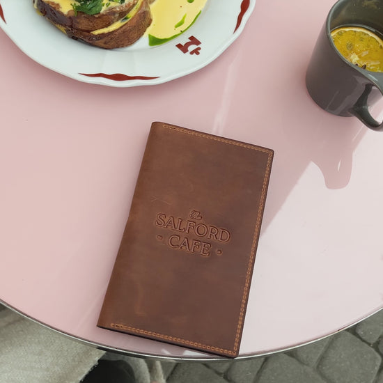Rusty Leather Server Book with Pen Loop