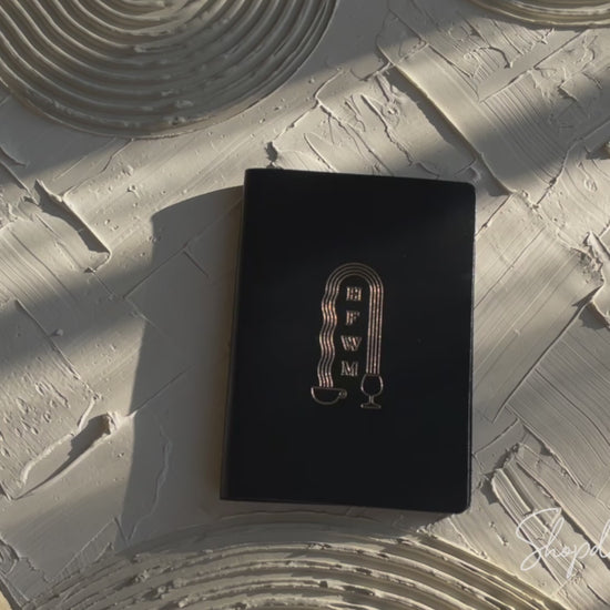 Black Thick Leather Menu Cover with Plank and logo