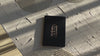 Black Thick Leather Menu Cover with Plank and logo