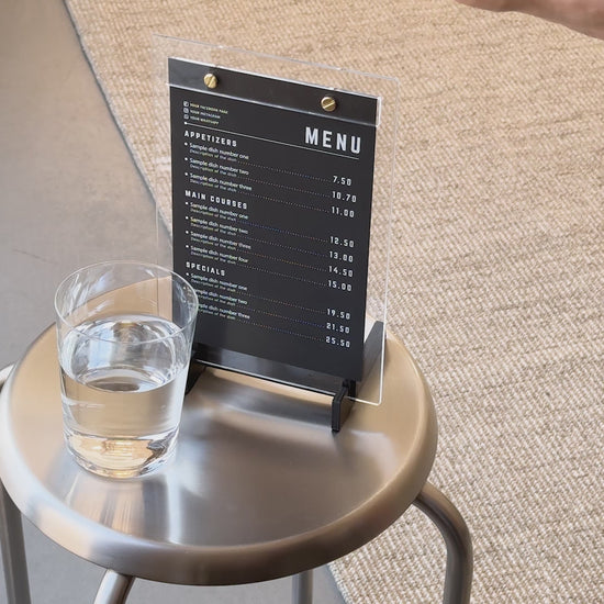 Black Wooden/Single Acrylic Table Menu Holder