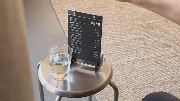 Black Wooden/Single Acrylic Table Menu Holder