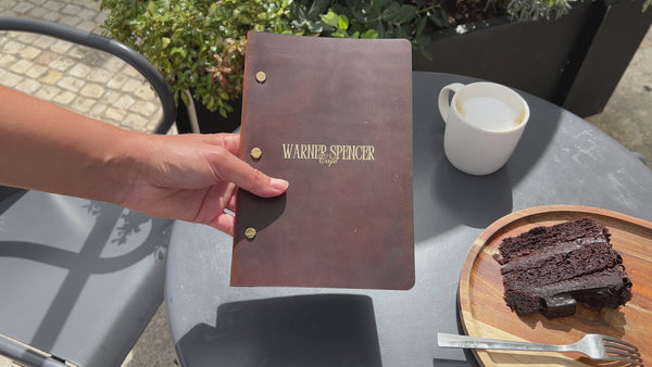 Rusty Leather Menu Cover with with Brass Bolt