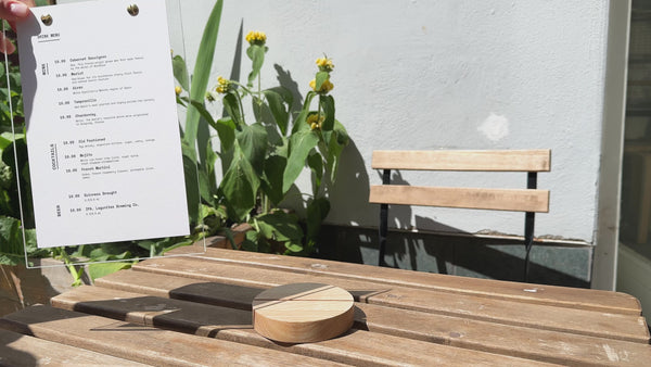 Acrylic Table Top Display with Wooden Lacquer Round Stand