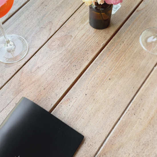 Black Thick Leather Menu Cover with Golden Rings