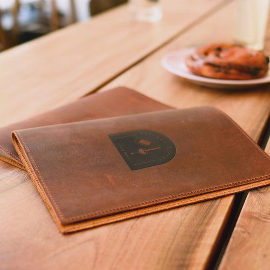 Rusty Leather Menu Cover with Plastic Sleeves