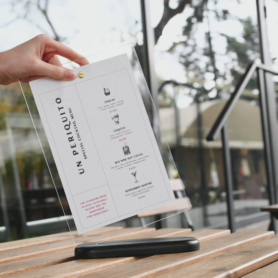 Black Wooden/Acrylic Table Menu Stand