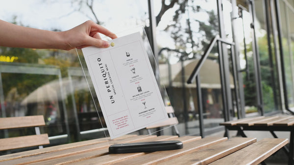 Black Wooden/Acrylic Table Menu Stand