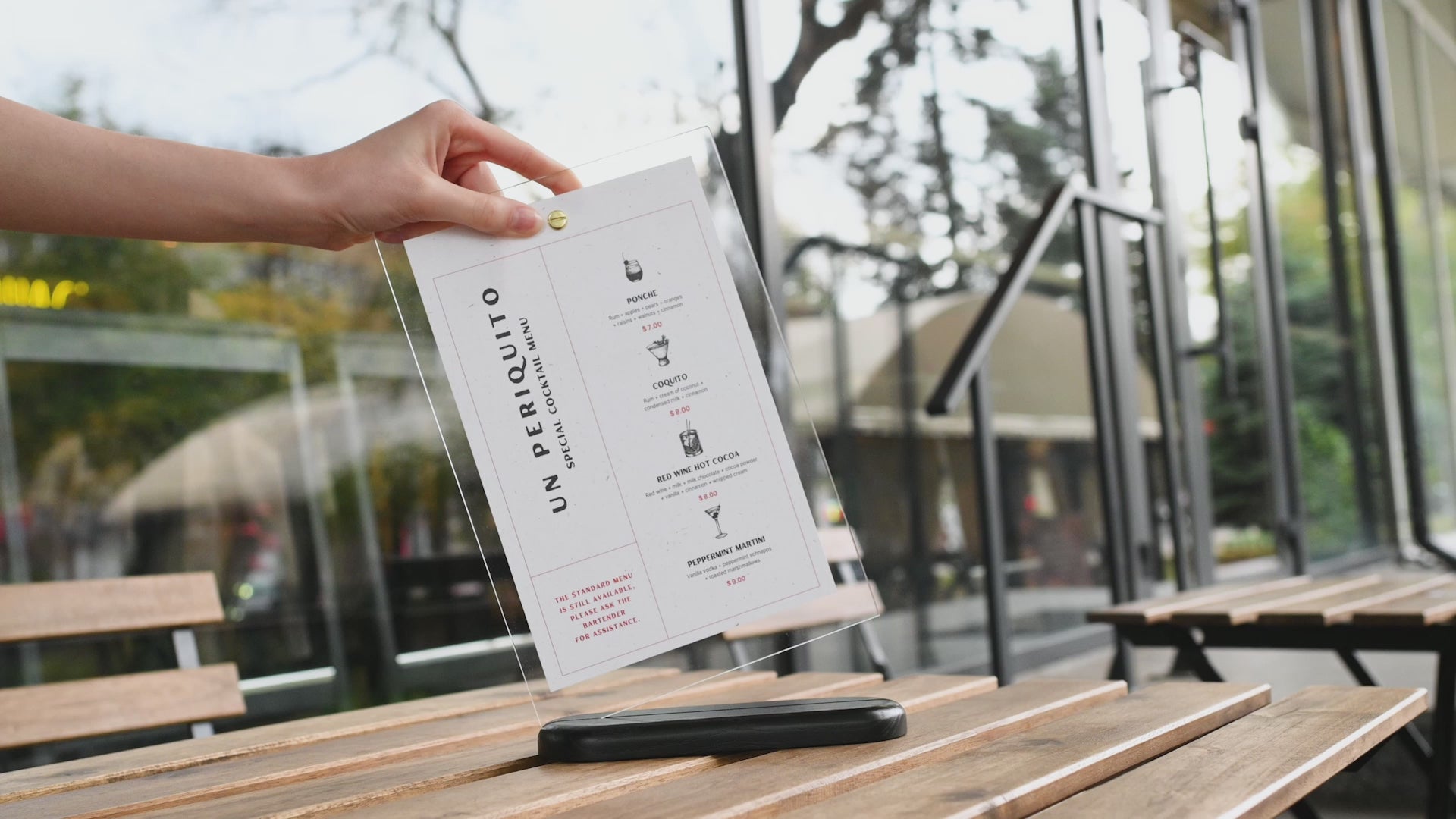 Black Wooden/Acrylic Table Menu Stand