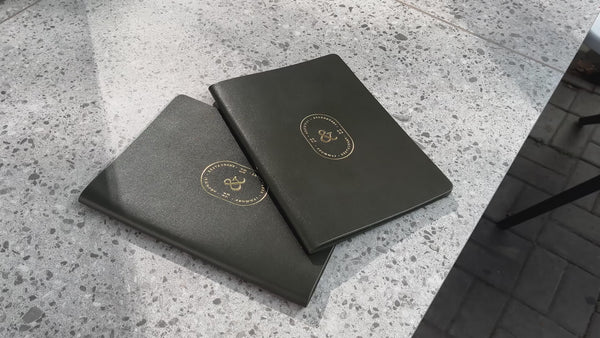 Green Thick Leather Menu Cover with Plank with  logo