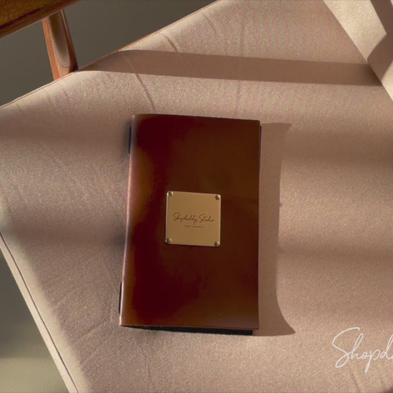 Brown Leather Menu Cover with Brass Lable