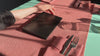 Black Wooden Menu Holder With Plastic Sleeves