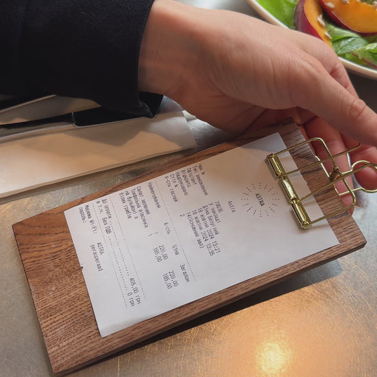 Walnut Check Presenter with Golden Binder