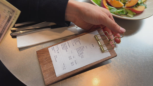 Walnut Check Presenter with Golden Binder
