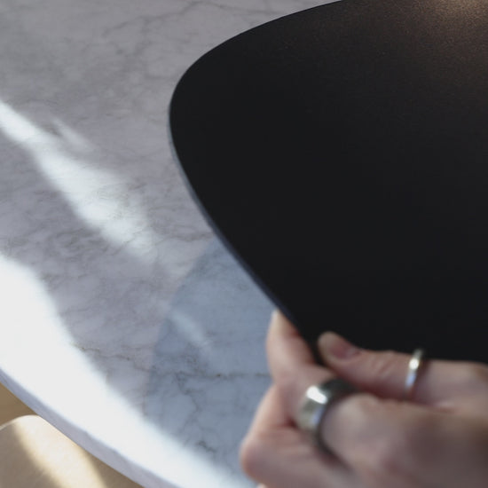 Dark Blue Thick Leather Oval Table Dining Placemat