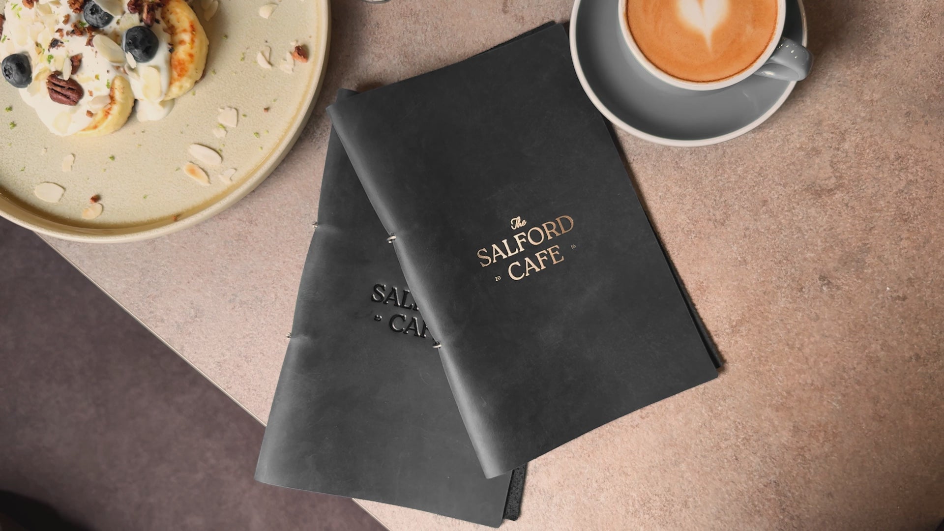 Black Leather Menu Cover with Steel Rings