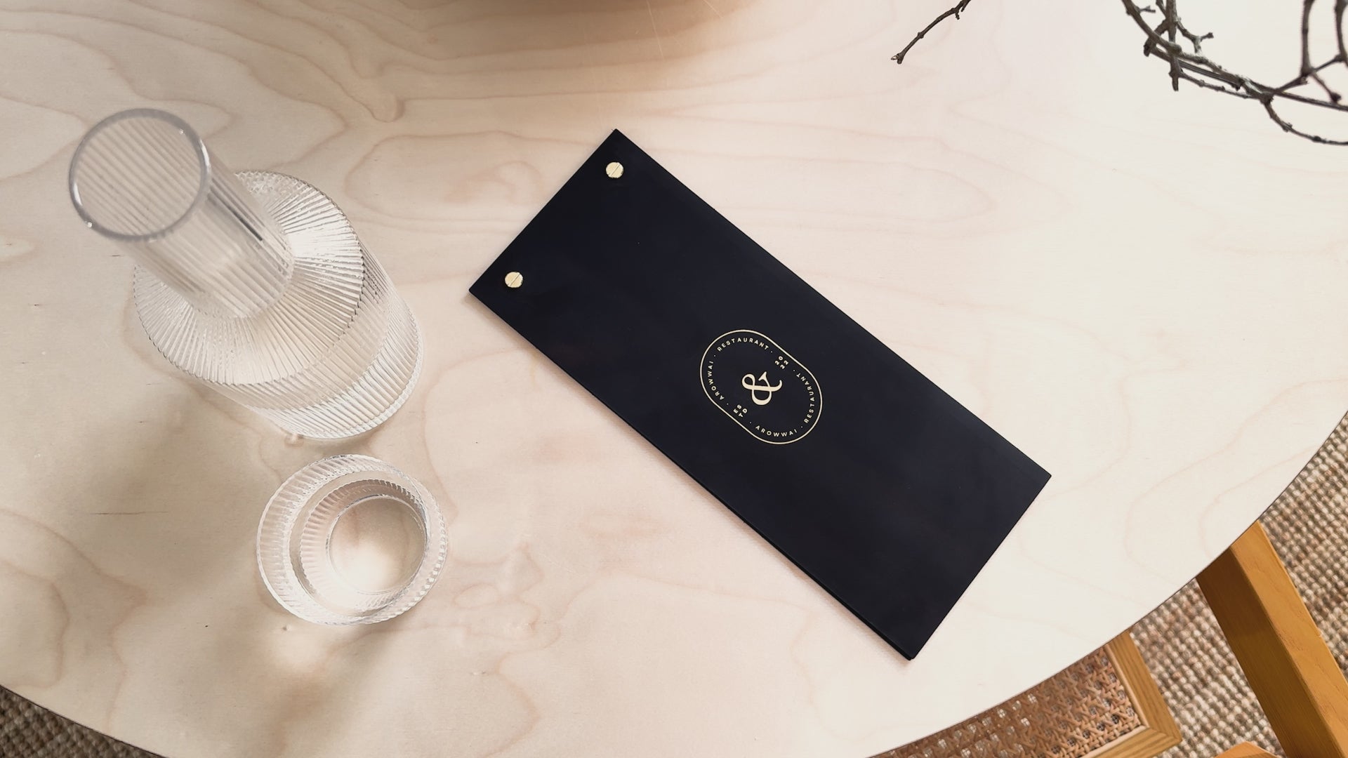 Chocolate Double Leather Menu Cover on Screws