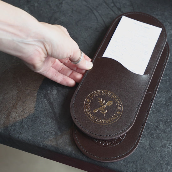 Dark Brown Leather Rounded Check Presenter