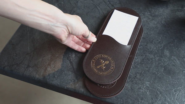 Dark Brown Leather Rounded Check Presenter