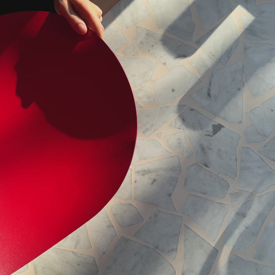 Red Thick Leather Oval Table Dining Placemat for restaurant