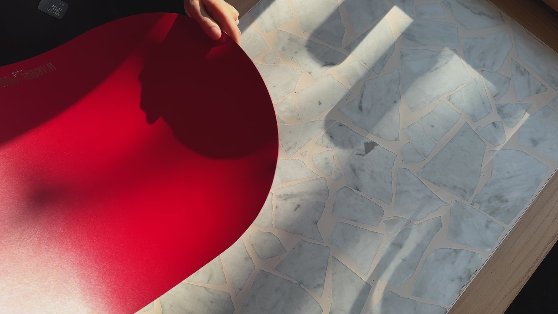 Red Thick Leather Oval Table Dining Placemat for restaurant