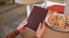 Lacquer Menu Holder With Leather Cover And Elastic Band