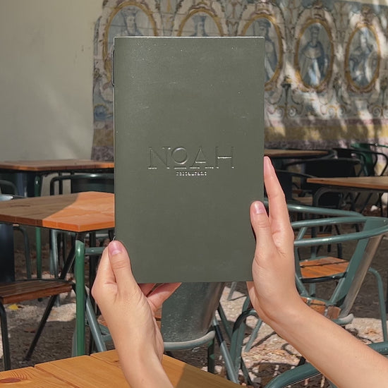 Green Thick Leather Menu Cover with Elastic Band