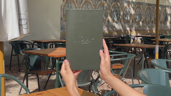 Green Thick Leather Menu Cover with Elastic Band