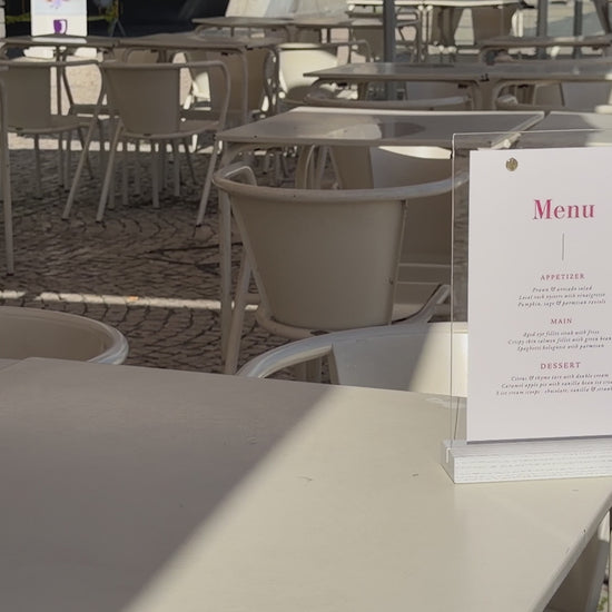 White Wooden/Acrylic Table Menu Stand