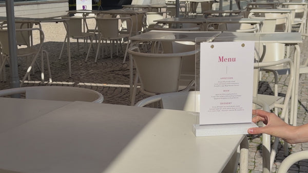 White Wooden/Acrylic Table Menu Stand