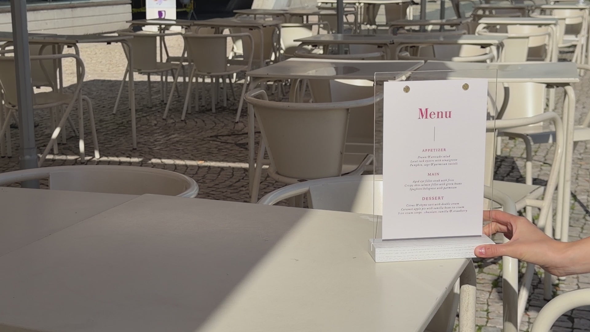White Wooden/Acrylic Table Menu Stand