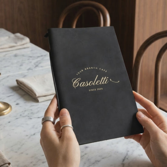 Black Leather Menu Folder with Leather Lace