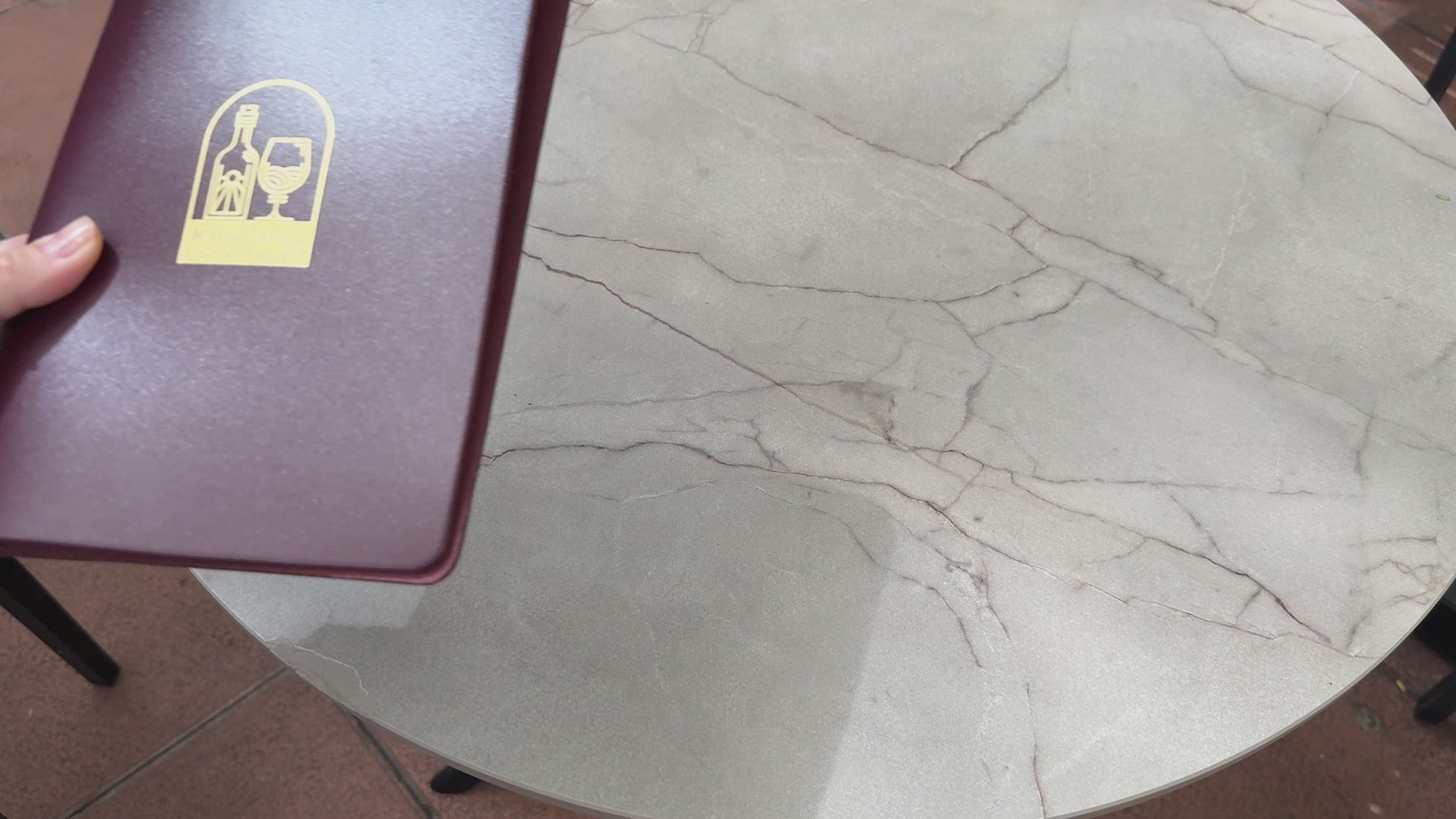 Purple Thick Leather Menu Cover with Brass Plank