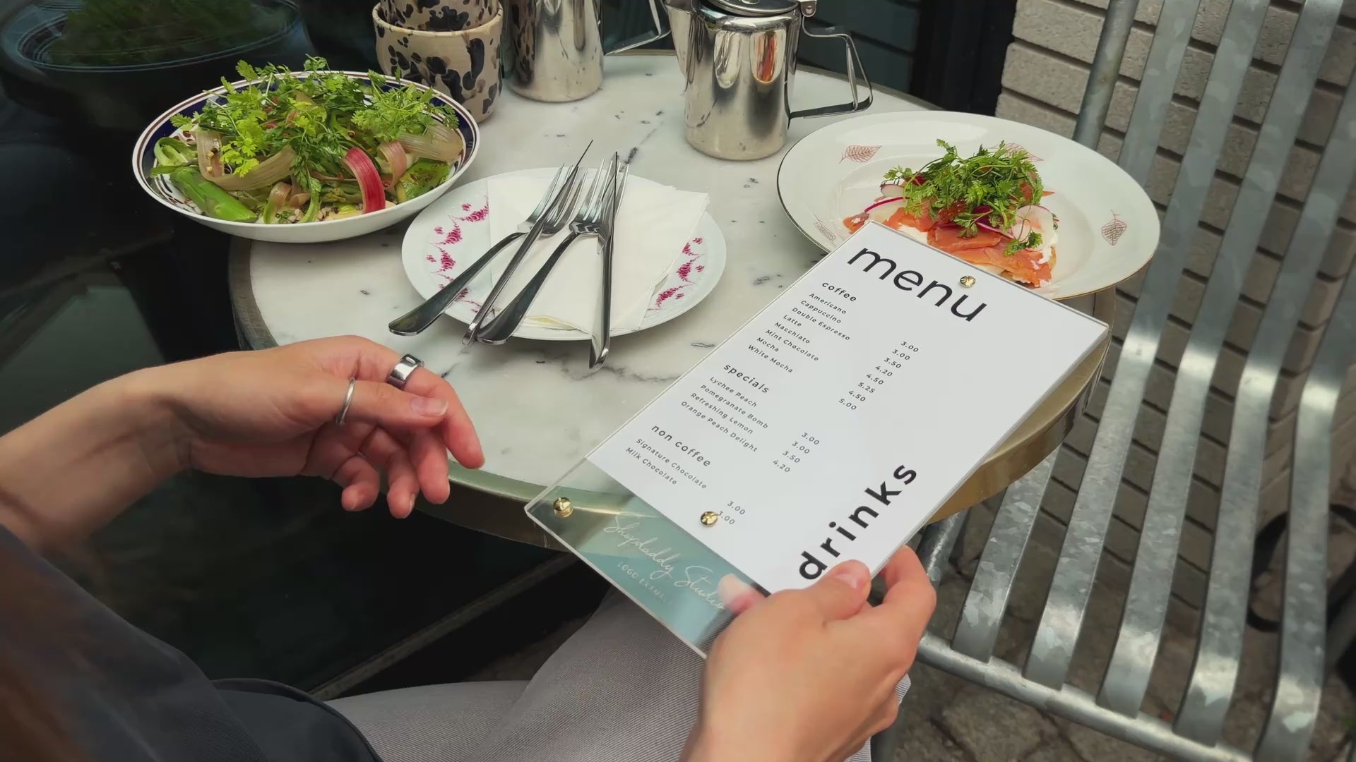 Clear Acrylic Menu Holder with Brass Bolts