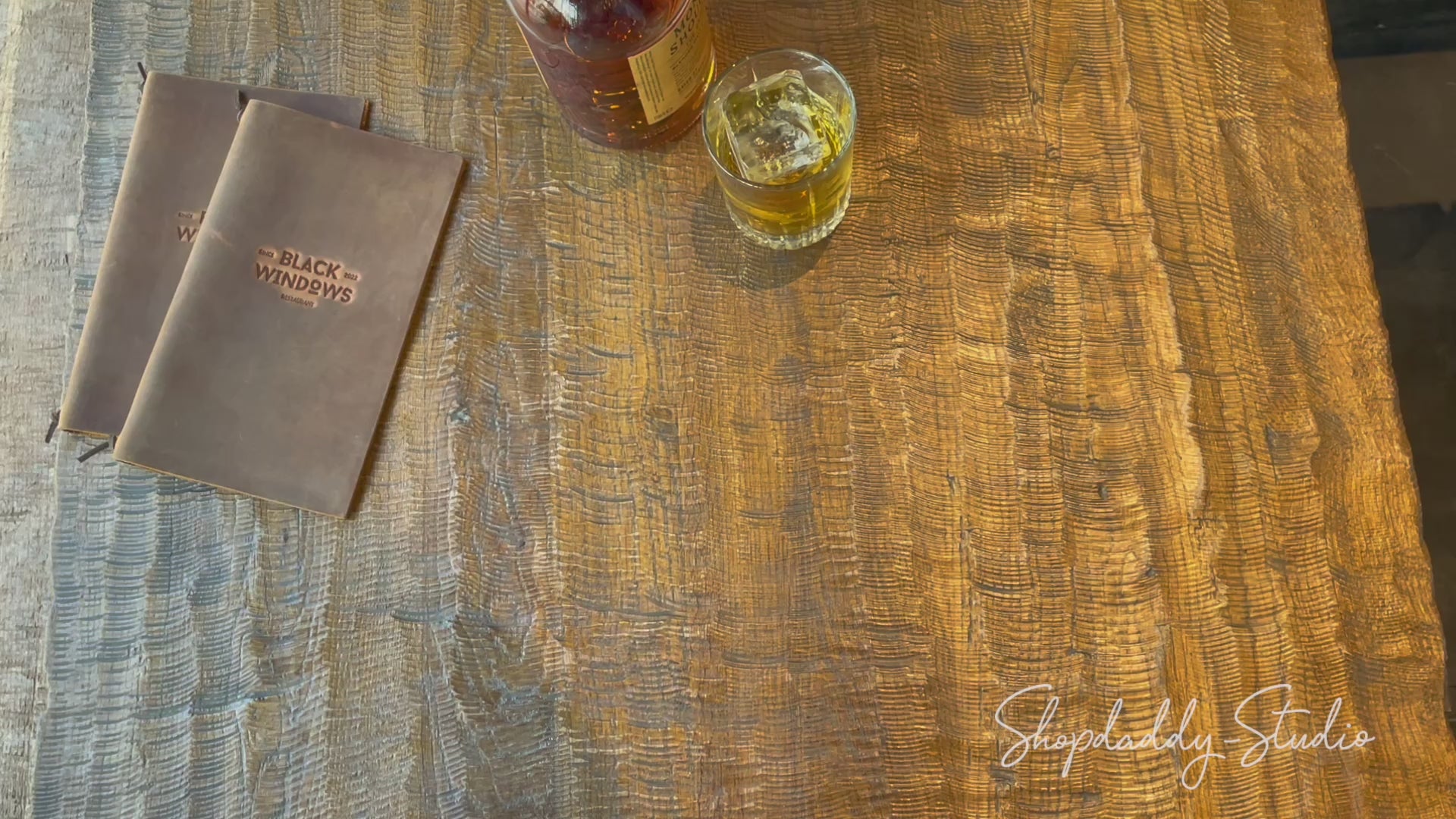 Rusty Leather Menu Cover with Leather Lace with logo