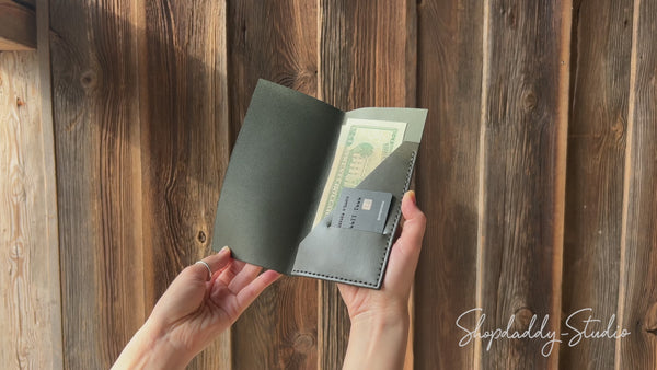 Green Italian Leather Check Holder with your logo