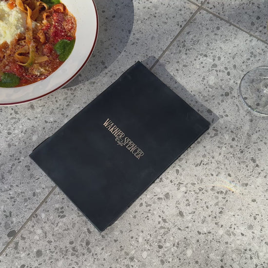 Navy Blue Double Leather Menu Cover with Corners
