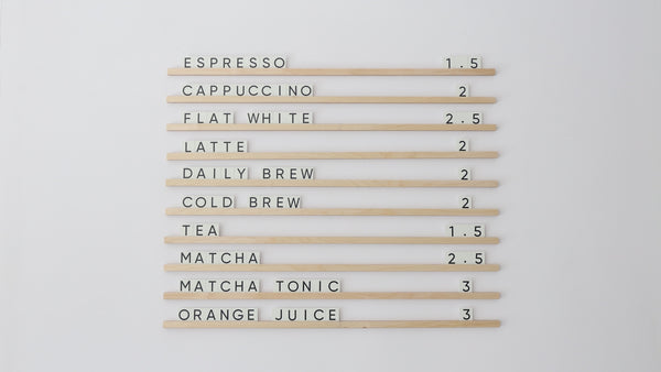 Wall Menu Board With Wooden Rails & Changeable Letters