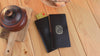 Dark Brown Italian Leather Check Presenter With Card Pocket
