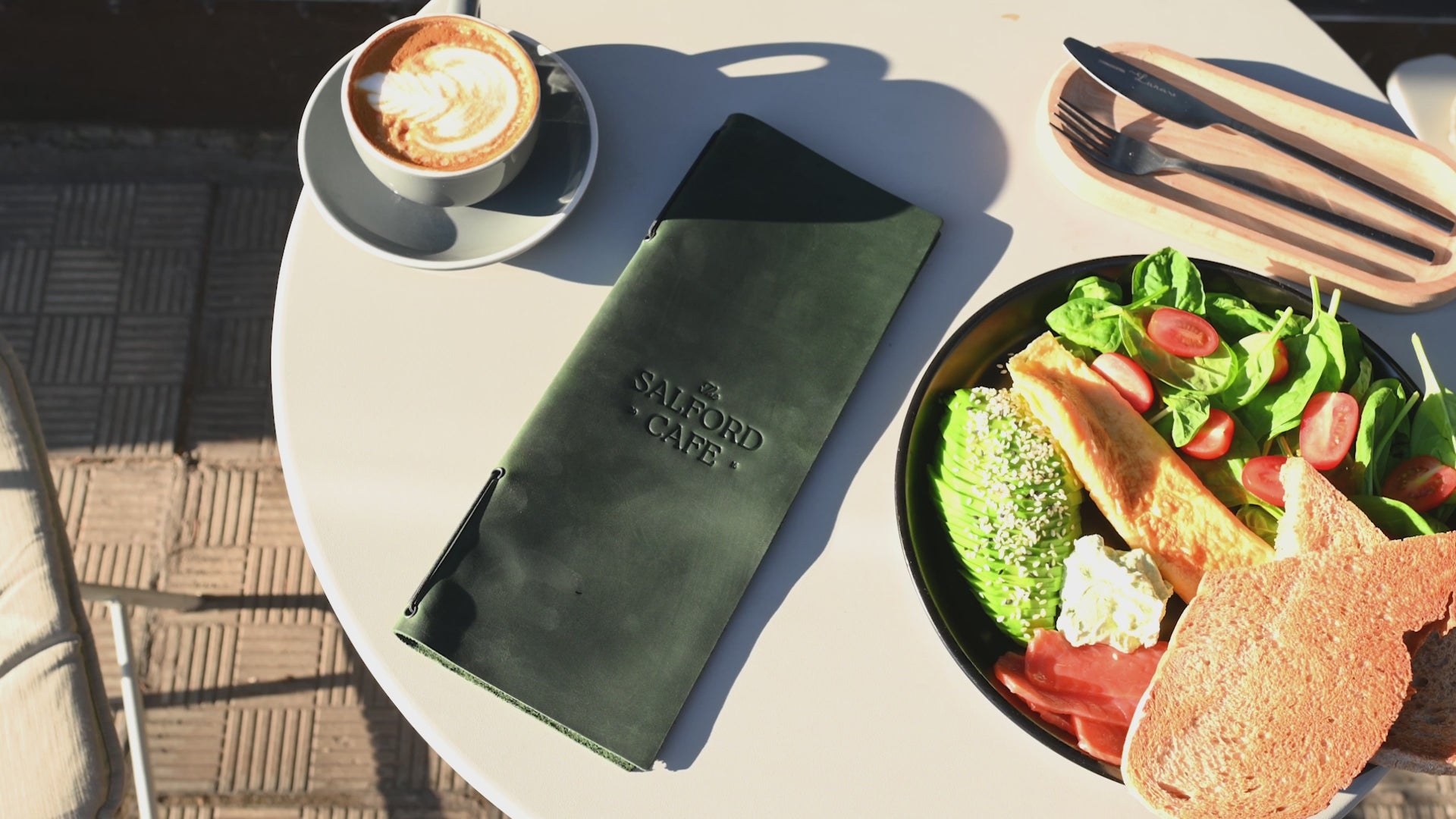 Green Leather Menu Folder with Elastic Band