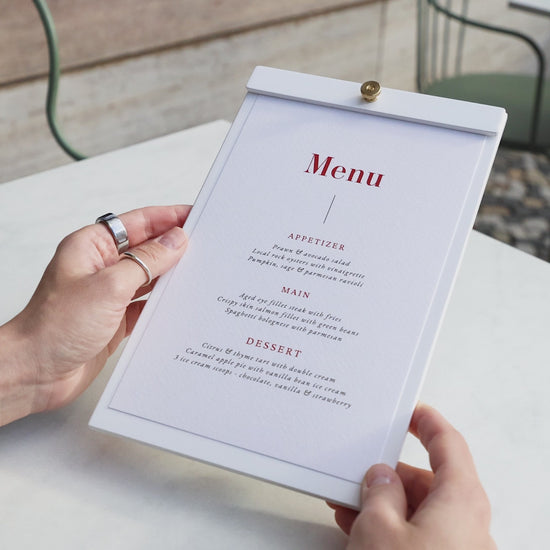 White Plywood Menu Board with Brass Screw