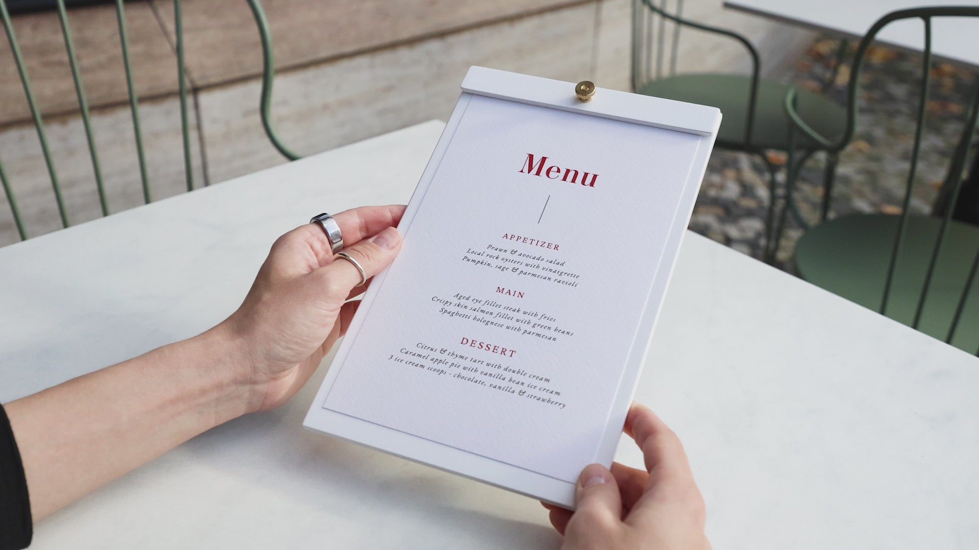 White Plywood Menu Board with Brass Screw
