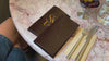 Dark Brown Italian Leather Check Presenter with Pen Loop for Restaurants