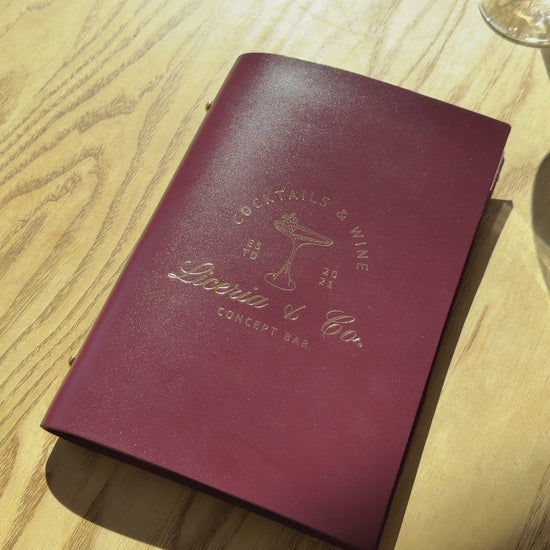 Purple Thick Leather Menu Cover With Plastic Sleeves
