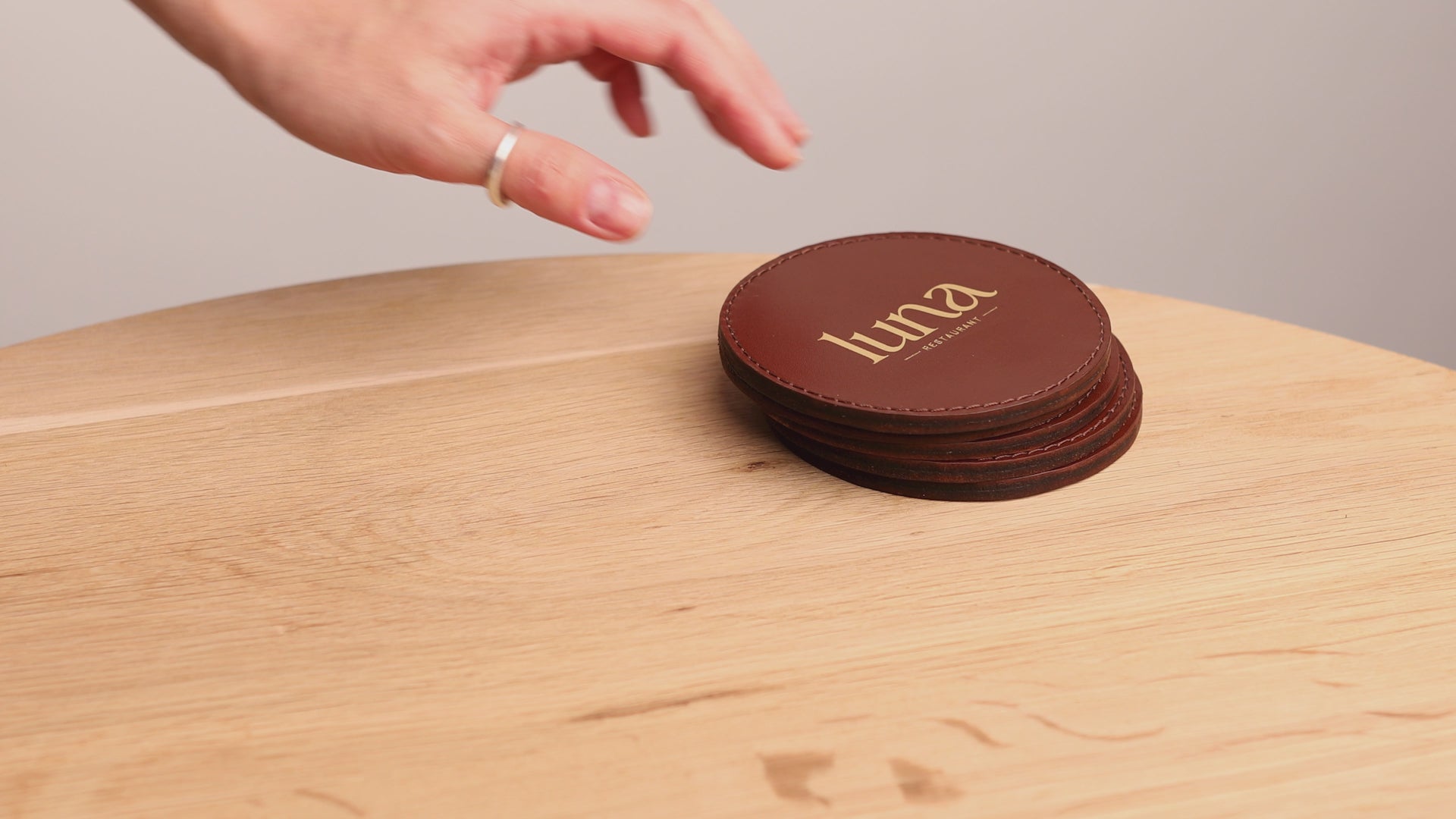 Personalized Leather Coaster Set For Restaurant