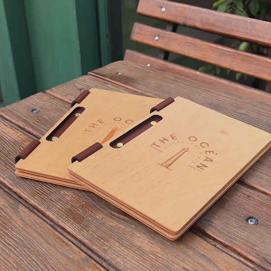 Matt Lacquer Wooden Menu Holder with Slot 8.5x5.5