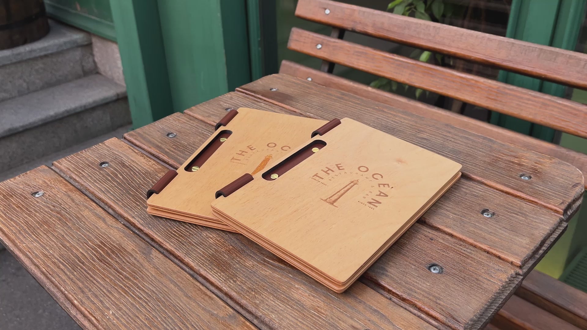 Matt Lacquer Wooden Menu Holder with Slot 8.5x5.5