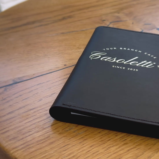 Black Leather Server Book with Pen Loop